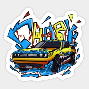 Shark dodge car colorful Sticker